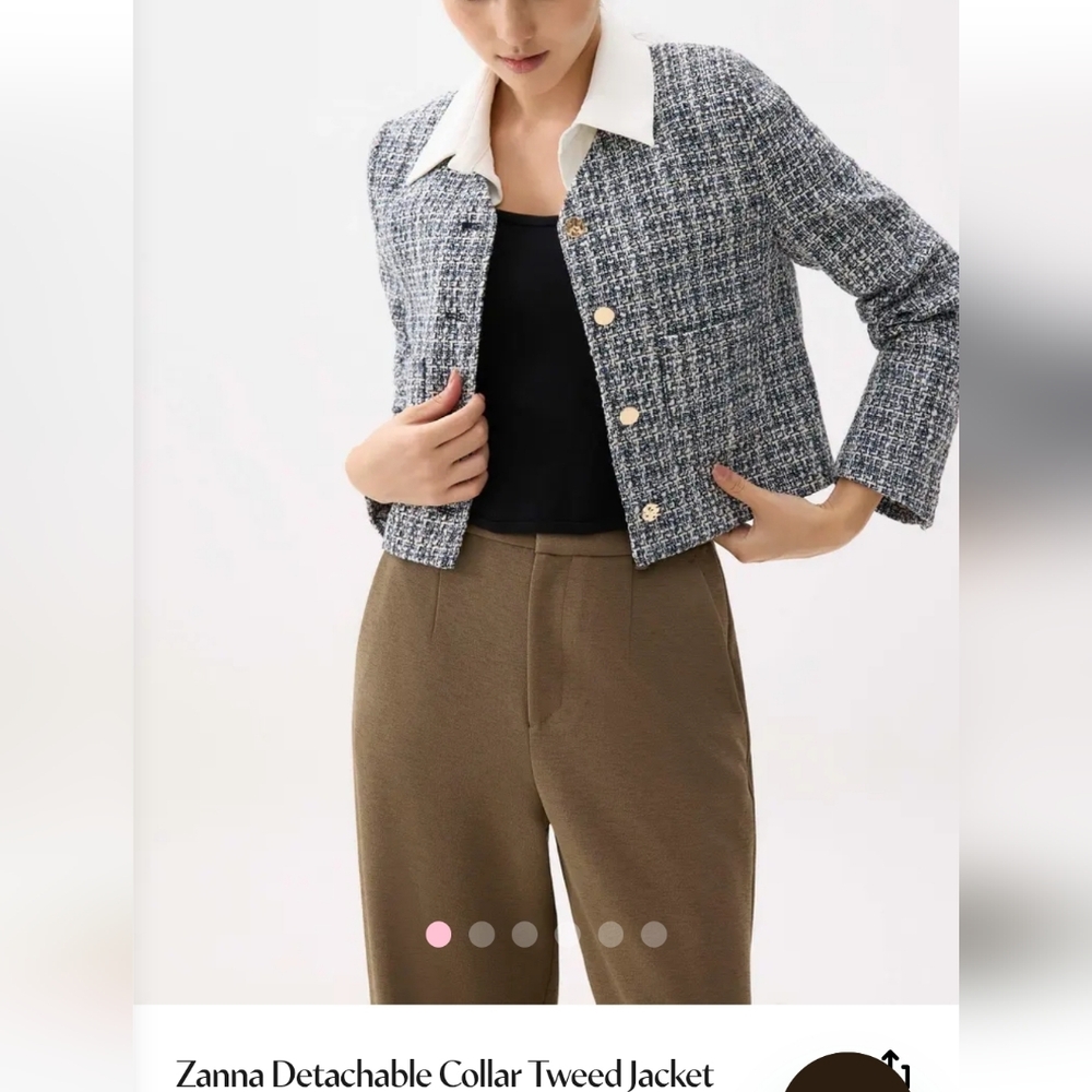 NWOT Zanna Detachable Collar Tweed Jacket